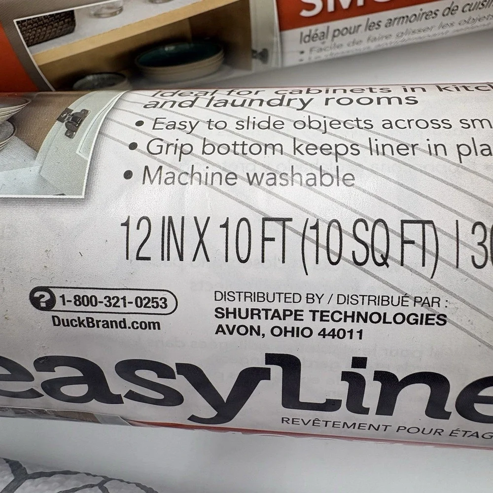 Duck Brand EasyLiner Smooth Top Shelf Liner Gray Geometric 6 Roll Lot